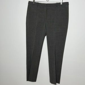 Theory Charcoal and White Checkered Cropped Pants